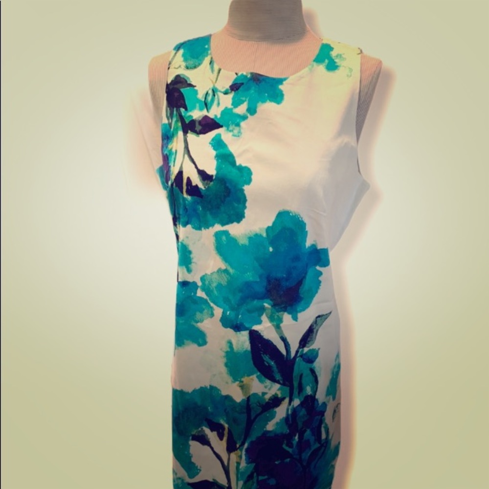 LONDON TIMES🤩BLUE FLORAL SUMMER DRESS FANCY sz 12